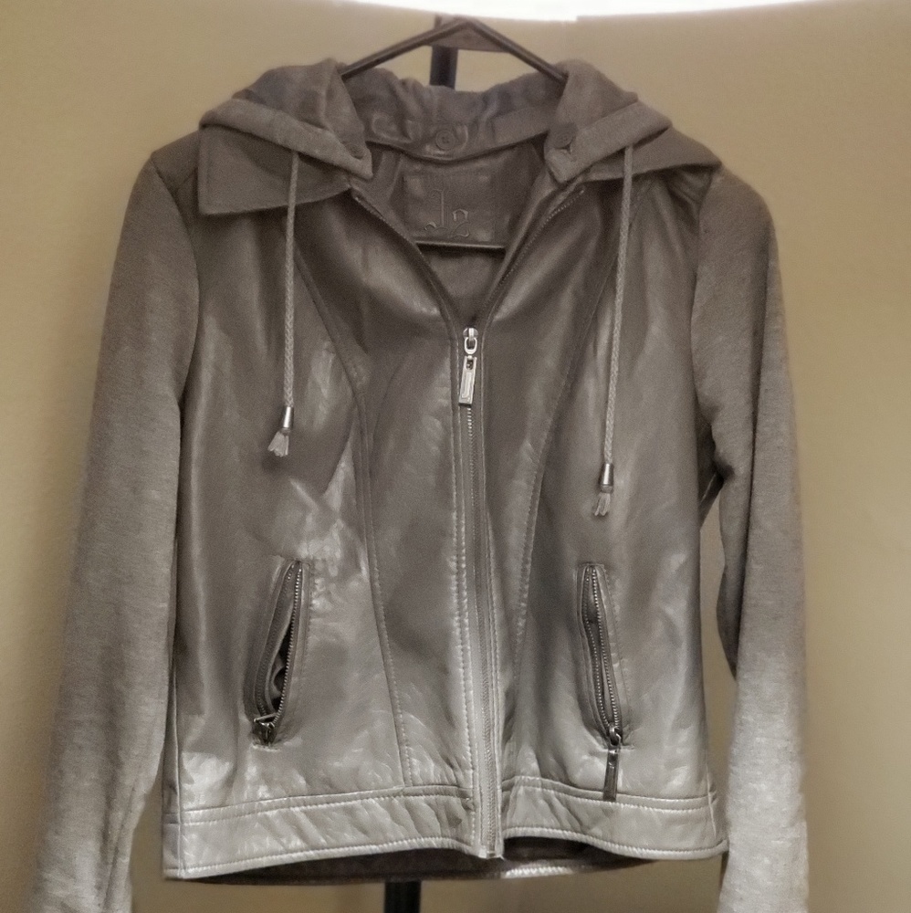 Leather and cotton combo jacket